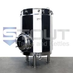 Front view of an insulated 3 bbl mash tun made by Stout Tanks and Kettles