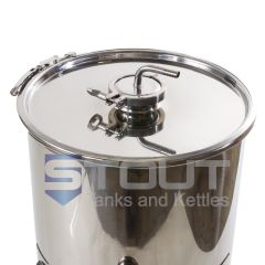 Front view of a 15 gallon fermenters used with home brew setups