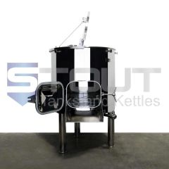 This shows the front of a commercial grade 4bbl mash tun made by Stout Tanks and Kettles