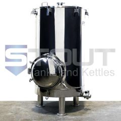  This is the front of a stainless steel 2 bbl mash tun from Stout Tanks and Kettles