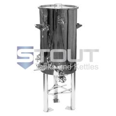 front view of a 21 Gallon Hot Liquor Tank - on Legs with HERMS coil used for home brewing