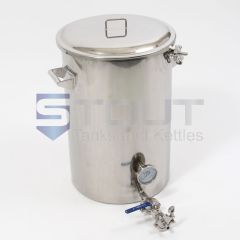 This is a home brew sized Stout Tanks 20 Gallon Mash Tun that features a Thermowell