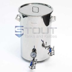 Front view of a 304SS 21 Gallon Brew Kettle used for home brewing