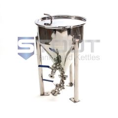 Front view of a short style 7 gallon fermenter used to brew beer at home