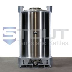 this is a photo of a 400 gallon stainless steel ibc tote
