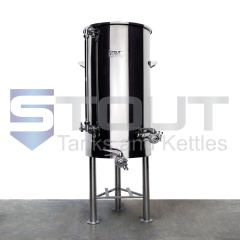 front view of a 45 gallon brew kettle used to make beer