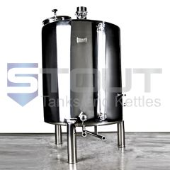 front view of a stainless steel electric non-insulated 7 BBL Brew Kettle used for brewing beer