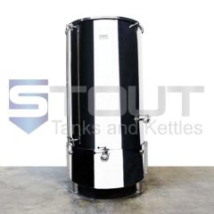 photo of a 7 bbl hot liquor tank (direct fire) with HERMS coil  from Stout Tanks