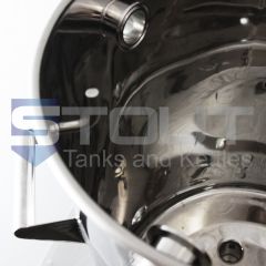 Front view of a home brew sized Stout Tanks electric 20 Gallon Mash Tun on legs that is used for Low Oxygen brewing (LODO)