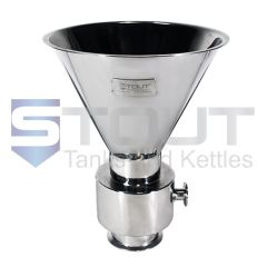front view of a Stainless steel Grist Hydrator used with commercial brewing equipment
