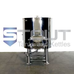 Front view of a 4 bbl mash tun often used with a 4 vessel brewing system