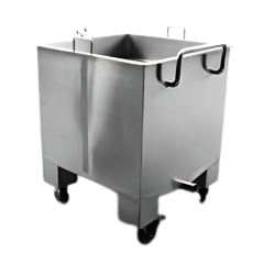 stainless steel pump over cart with a wheels and a pull handle