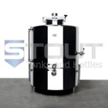 Front view of a 5 bbl brew kettle used to make beer
